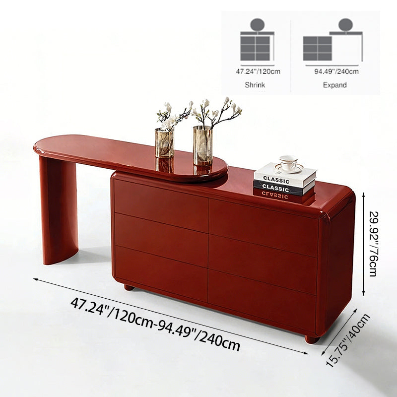 Stilvoller roter Schminktisch mit 6 Schubladen - Nordisches Design, langlebiges MDF &amp; Spanplatte aus Massivholz für das Schlafzimmer 