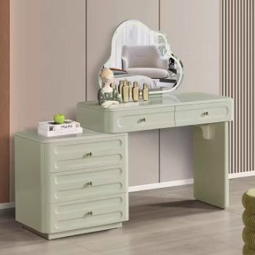 Adjustable &amp; Sturdy Makeup Vanity - Nordic Style, White Sturdy MDF &amp; Solid Wood Particle Board With 5 Drawers For Bedroom