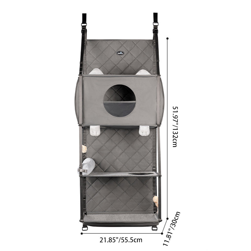 Modern Minimalist Polyester Rectangular Cat Tree Foldable Door-Hanging With Removable Cushion For Living Room &amp; Bedroom