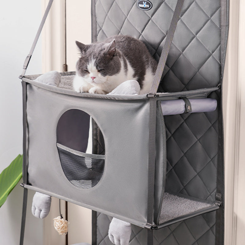 Modern Minimalist Polyester Rectangular Cat Tree Foldable Door-Hanging With Removable Cushion For Living Room &amp; Bedroom