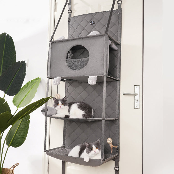 Modern Minimalist Polyester Rectangular Cat Tree Foldable Door-Hanging With Removable Cushion For Living Room &amp; Bedroom