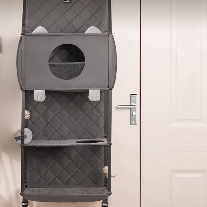 Modern Minimalist Polyester Rectangular Cat Tree Foldable Door-Hanging With Removable Cushion For Living Room &amp; Bedroom