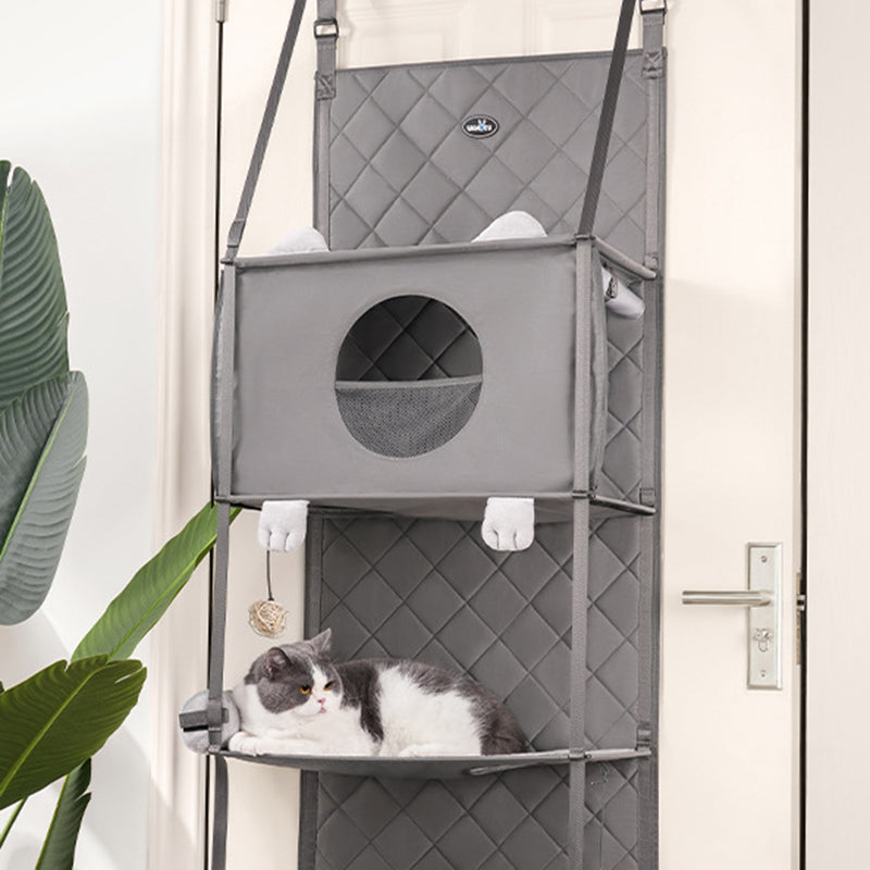 Modern Minimalist Polyester Rectangular Cat Tree Foldable Door-Hanging With Removable Cushion For Living Room &amp; Bedroom