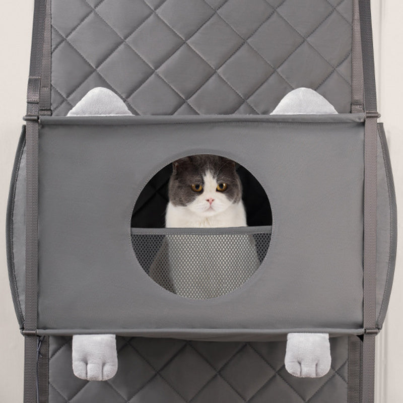Modern Minimalist Polyester Rectangular Cat Tree Foldable Door-Hanging With Removable Cushion For Living Room &amp; Bedroom