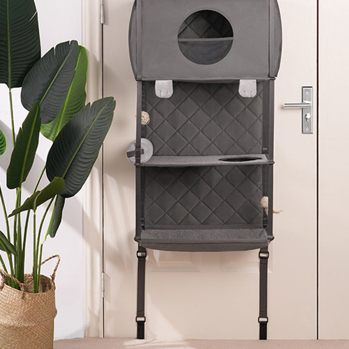 Modern Minimalist Polyester Rectangular Cat Tree Foldable Door-Hanging With Removable Cushion For Living Room &amp; Bedroom
