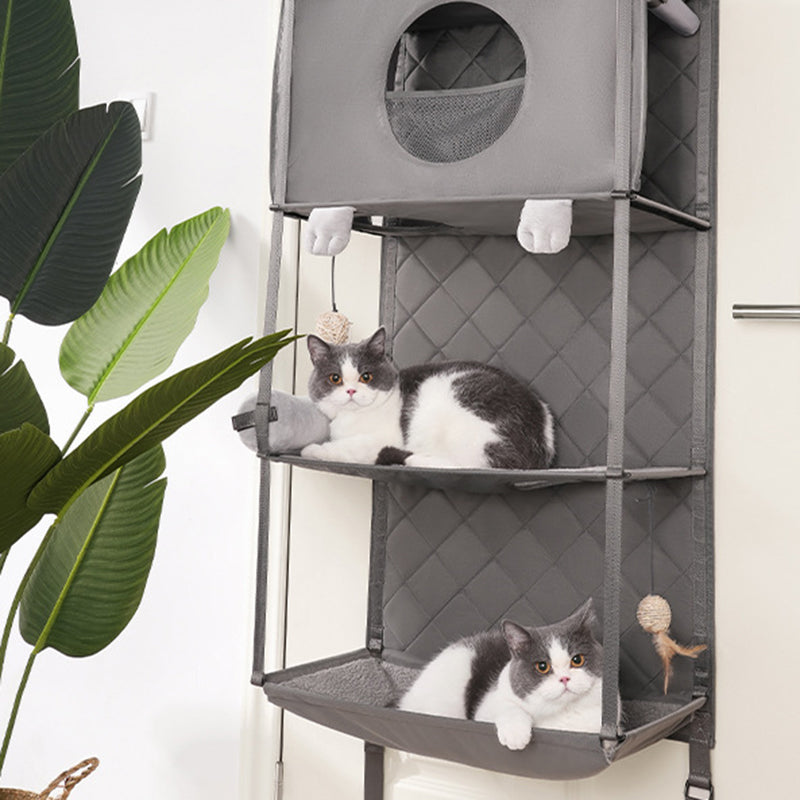 Modern Minimalist Polyester Rectangular Cat Tree Foldable Door-Hanging With Removable Cushion For Living Room &amp; Bedroom