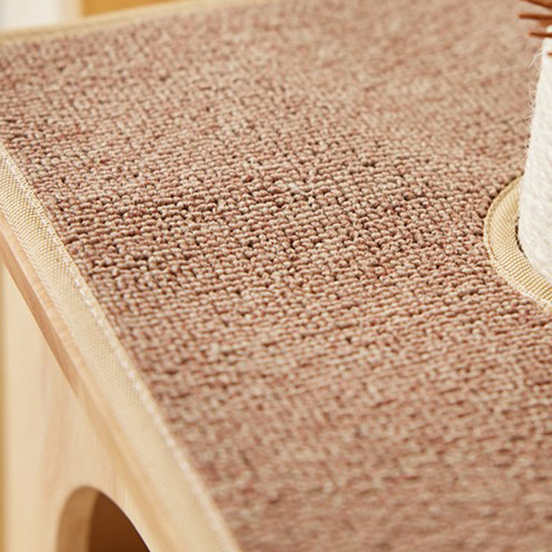 Árbol para gatos rectangular de 3 niveles, moderno y minimalista, de madera de caucho, sisal y terciopelo, ahorra espacio y es duradero para la sala de estar 