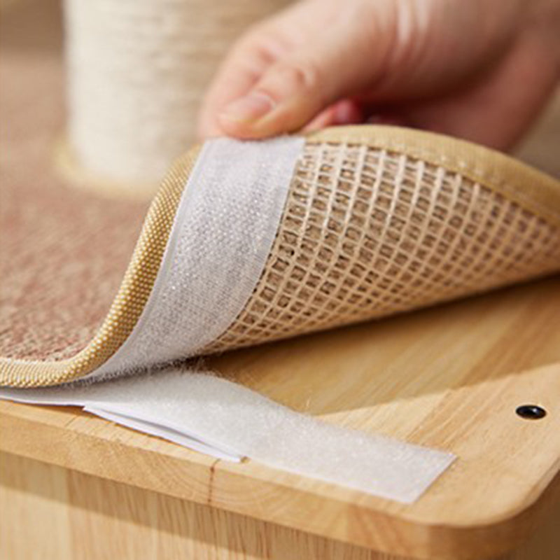 Árbol para gatos rectangular de 3 niveles, moderno y minimalista, de madera de caucho, sisal y terciopelo, ahorra espacio y es duradero para la sala de estar 