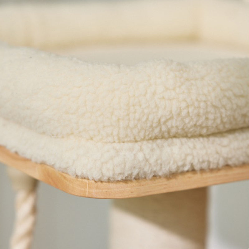 Árbol para gatos rectangular de 3 niveles, moderno y minimalista, de madera de caucho, sisal y terciopelo, ahorra espacio y es duradero para la sala de estar 