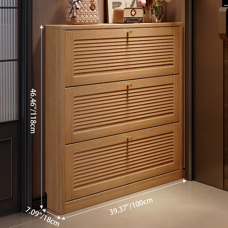 Rangement à chaussures rectangulaire en bois massif rétro contemporain, panneau écologique, contreplaqué trois plis, à 3 niveaux, gain de place pour entrée 