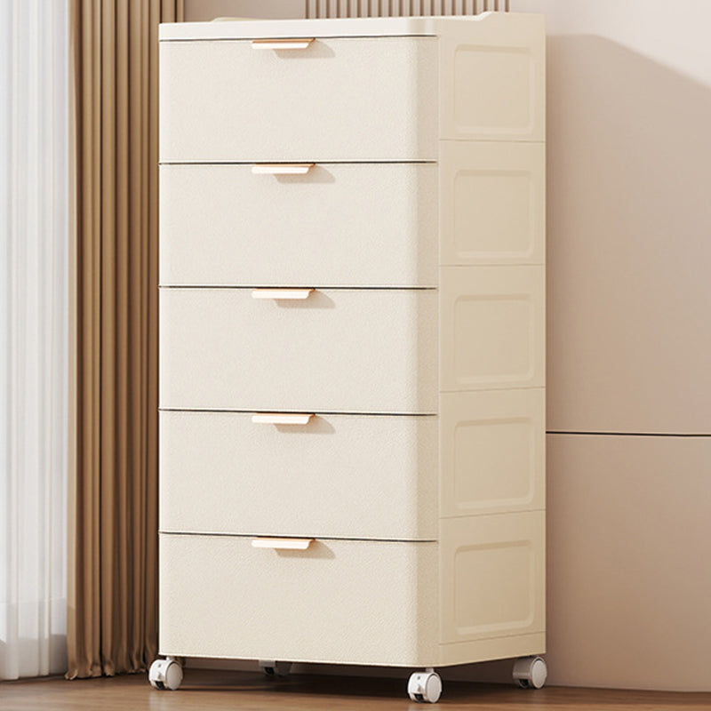 Moderner minimalistischer PP-Rechteckiger beweglicher Aufbewahrungsschrank mit 5 Schubladen für das Wohnzimmer 