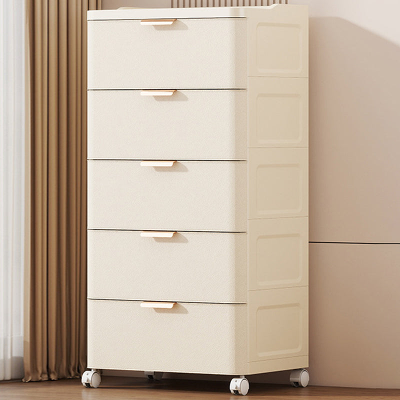 Moderner minimalistischer PP-Rechteckiger beweglicher Aufbewahrungsschrank mit 5 Schubladen für das Wohnzimmer 