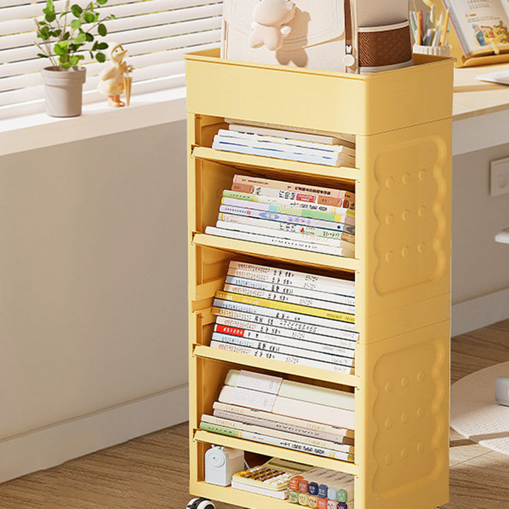 Bibliothèque rectangulaire mobile contemporaine et créative en HIPS PP nylon PA PVC, 6 niveaux et 4 séparateurs réglables pour salon et chambre à coucher 