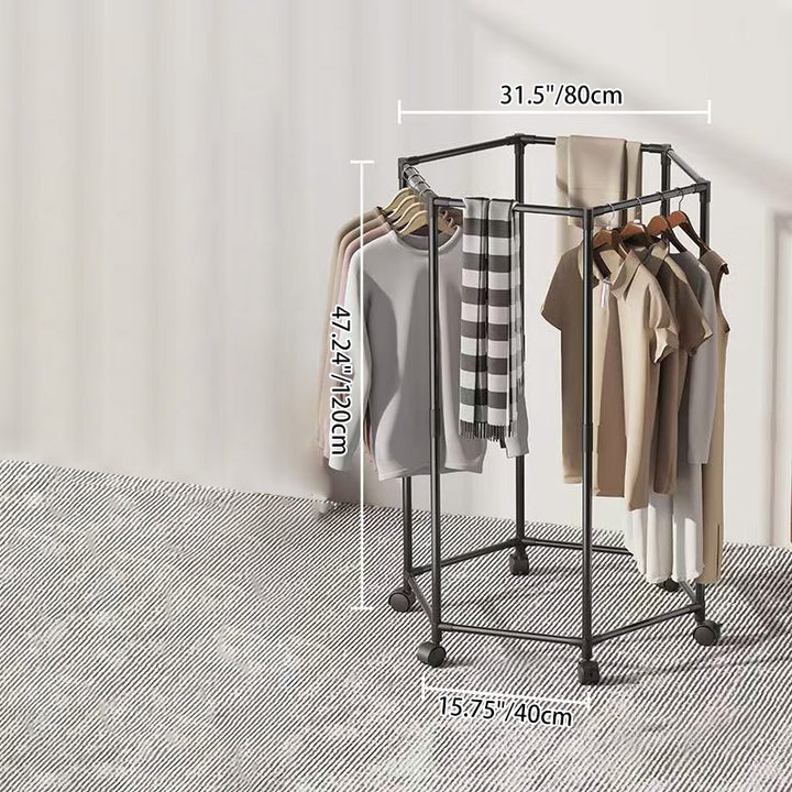 Modern Minimalist Carbon Steel Plastic Hexagonal Movable Hall Tree 1/2-Tier For Living Room &amp; Balcony
