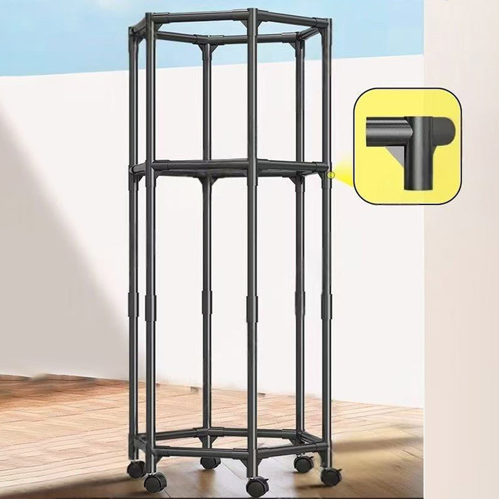 Modern Minimalist Carbon Steel Plastic Hexagonal Movable Hall Tree 1/2-Tier For Living Room &amp; Balcony