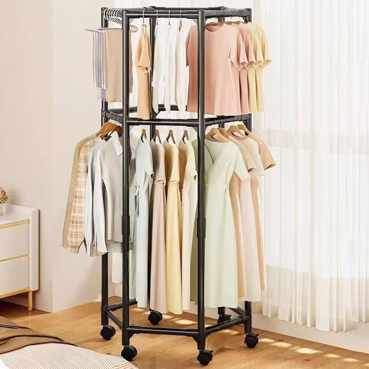 Modern Minimalist Carbon Steel Plastic Hexagonal Movable Hall Tree 1/2-Tier For Living Room &amp; Balcony