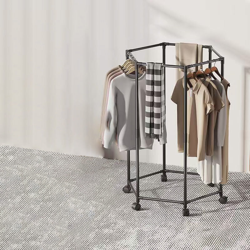 Modern Minimalist Carbon Steel Plastic Hexagonal Movable Hall Tree 1/2-Tier For Living Room &amp; Balcony
