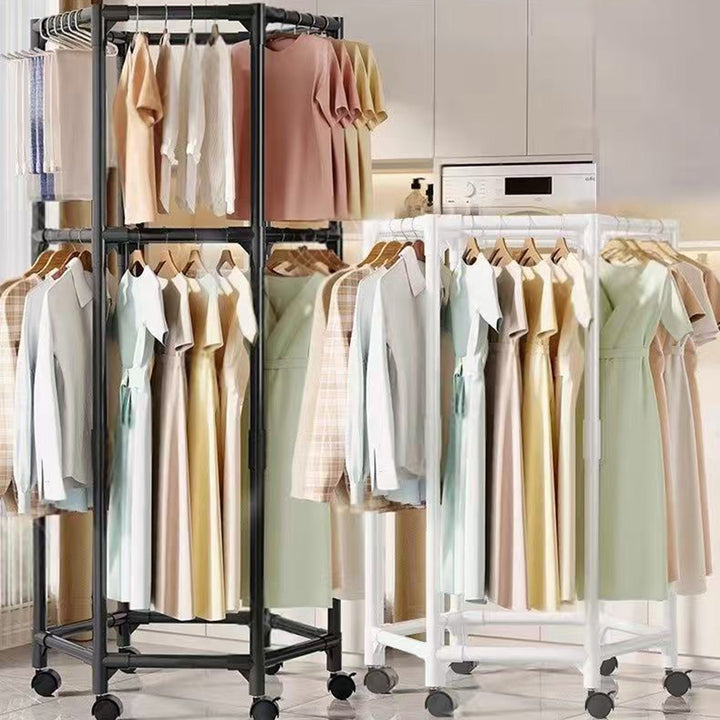 Modern Minimalist Carbon Steel Plastic Hexagonal Movable Hall Tree 1/2-Tier For Living Room &amp; Balcony
