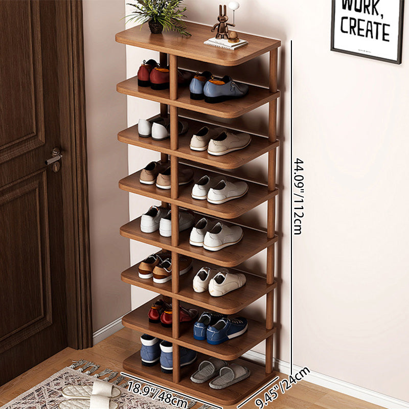 Zeitgenössisches Retro Massivholz MDF Rechteckiger Schuhschrank 5/6/7/8-stufig für den Eingangsbereich 