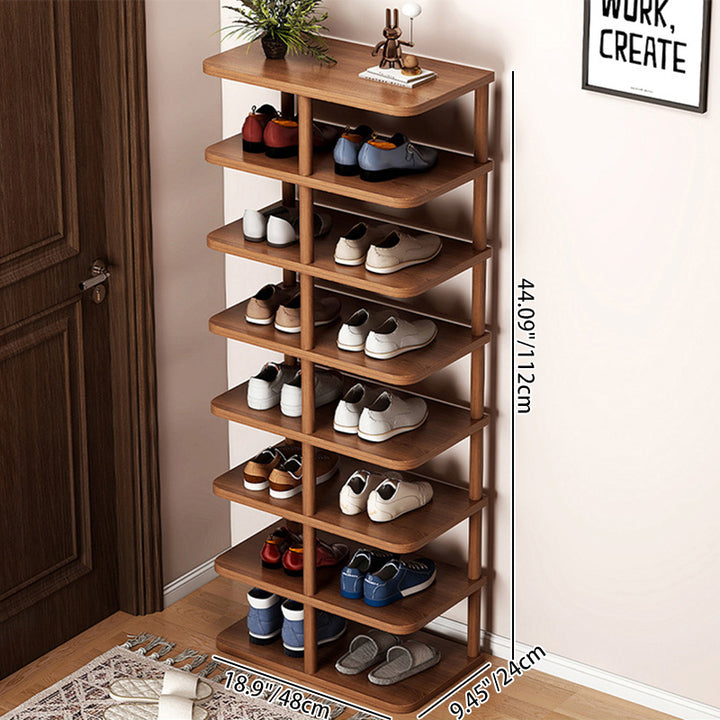Zeitgenössisches Retro Massivholz MDF Rechteckiger Schuhschrank 5/6/7/8-stufig für den Eingangsbereich 
