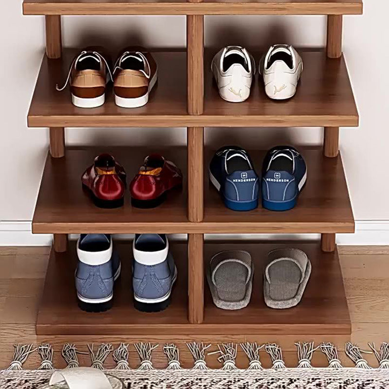 Zeitgenössisches Retro Massivholz MDF Rechteckiger Schuhschrank 5/6/7/8-stufig für den Eingangsbereich 