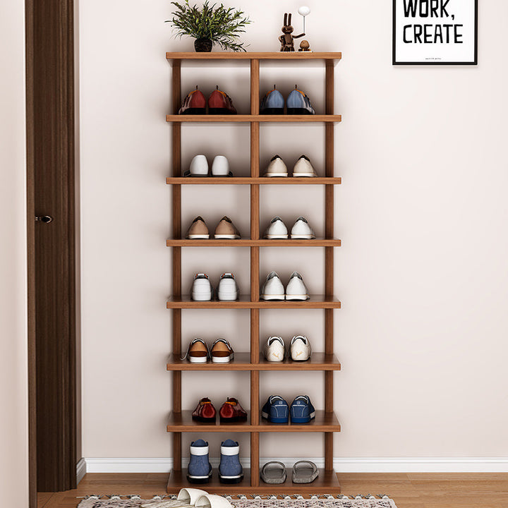 Zeitgenössisches Retro Massivholz MDF Rechteckiger Schuhschrank 5/6/7/8-stufig für den Eingangsbereich 