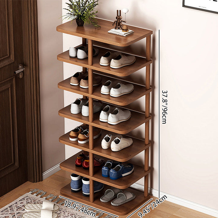 Zeitgenössisches Retro Massivholz MDF Rechteckiger Schuhschrank 5/6/7/8-stufig für den Eingangsbereich 