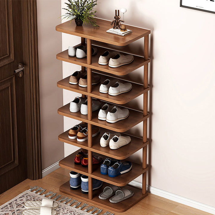 Zeitgenössisches Retro Massivholz MDF Rechteckiger Schuhschrank 5/6/7/8-stufig für den Eingangsbereich 