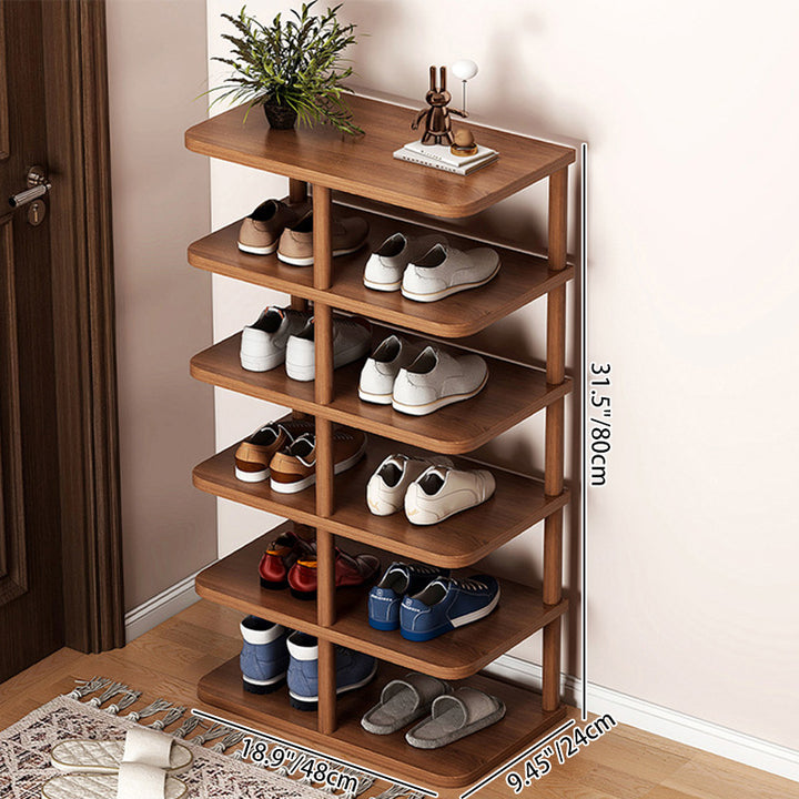 Zeitgenössisches Retro Massivholz MDF Rechteckiger Schuhschrank 5/6/7/8-stufig für den Eingangsbereich 