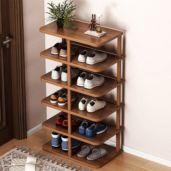 Zeitgenössisches Retro Massivholz MDF Rechteckiger Schuhschrank 5/6/7/8-stufig für den Eingangsbereich 