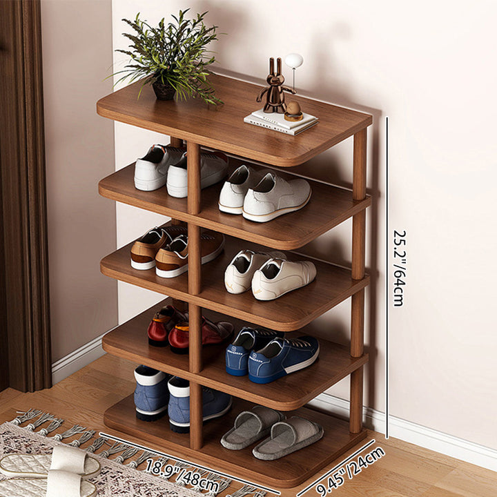 Zeitgenössisches Retro Massivholz MDF Rechteckiger Schuhschrank 5/6/7/8-stufig für den Eingangsbereich 