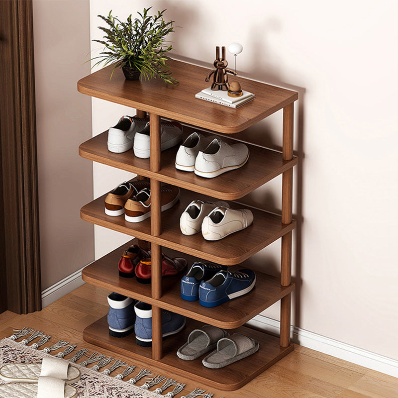 Zeitgenössisches Retro Massivholz MDF Rechteckiger Schuhschrank 5/6/7/8-stufig für den Eingangsbereich 