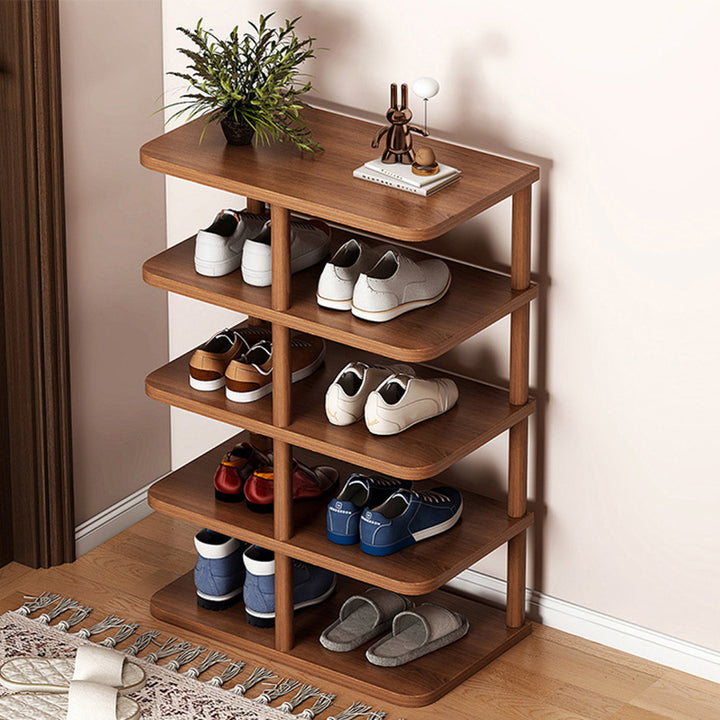 Zeitgenössisches Retro Massivholz MDF Rechteckiger Schuhschrank 5/6/7/8-stufig für den Eingangsbereich 