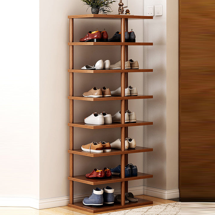 Zeitgenössisches Retro Massivholz MDF Rechteckiger Schuhschrank 5/6/7/8-stufig für den Eingangsbereich 