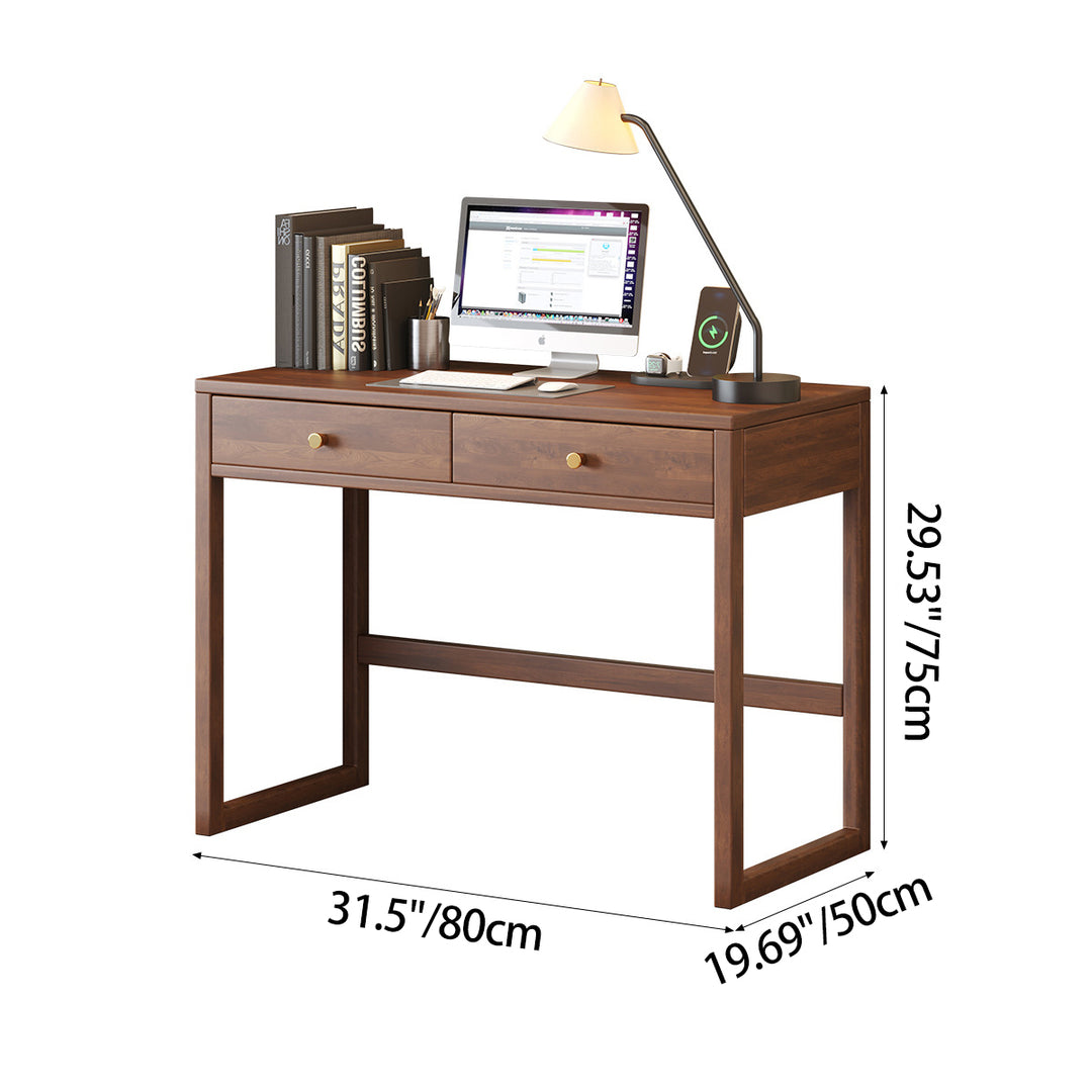 Moderne minimalistische rechteckige Schreibtische aus Gummibaumholz mit 1/2-Schublade für das Home Office 