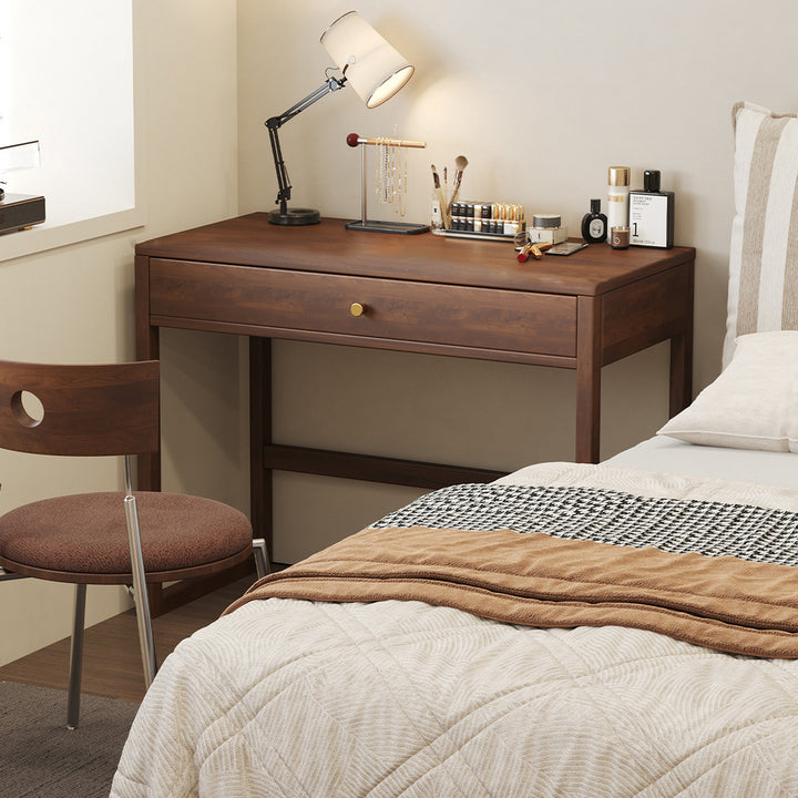 Moderne minimalistische rechteckige Schreibtische aus Gummibaumholz mit 1/2-Schublade für das Home Office 