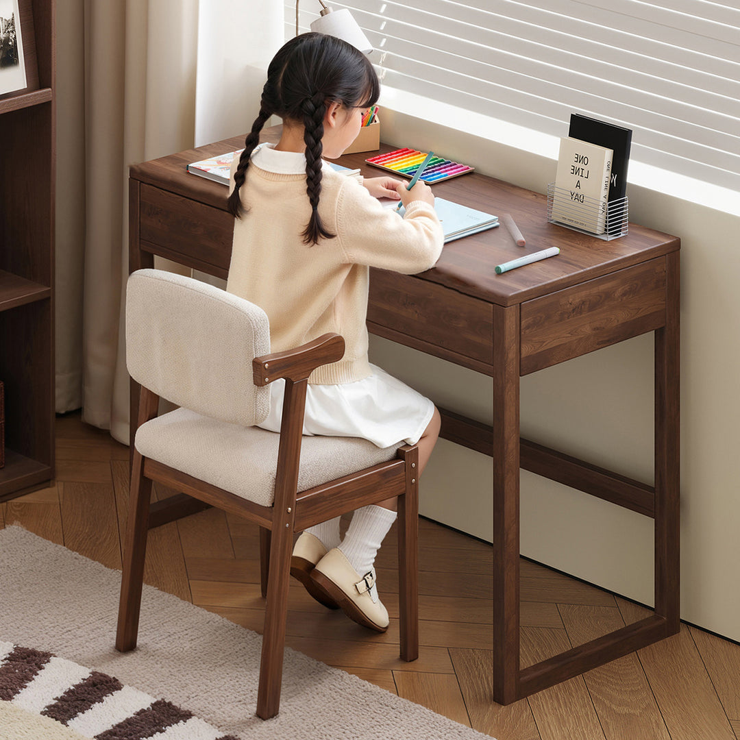 Moderne minimalistische rechteckige Schreibtische aus Gummibaumholz mit 1/2-Schublade für das Home Office 