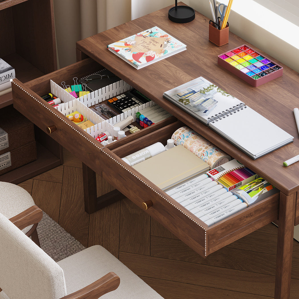 Moderne minimalistische rechteckige Schreibtische aus Gummibaumholz mit 1/2-Schublade für das Home Office 