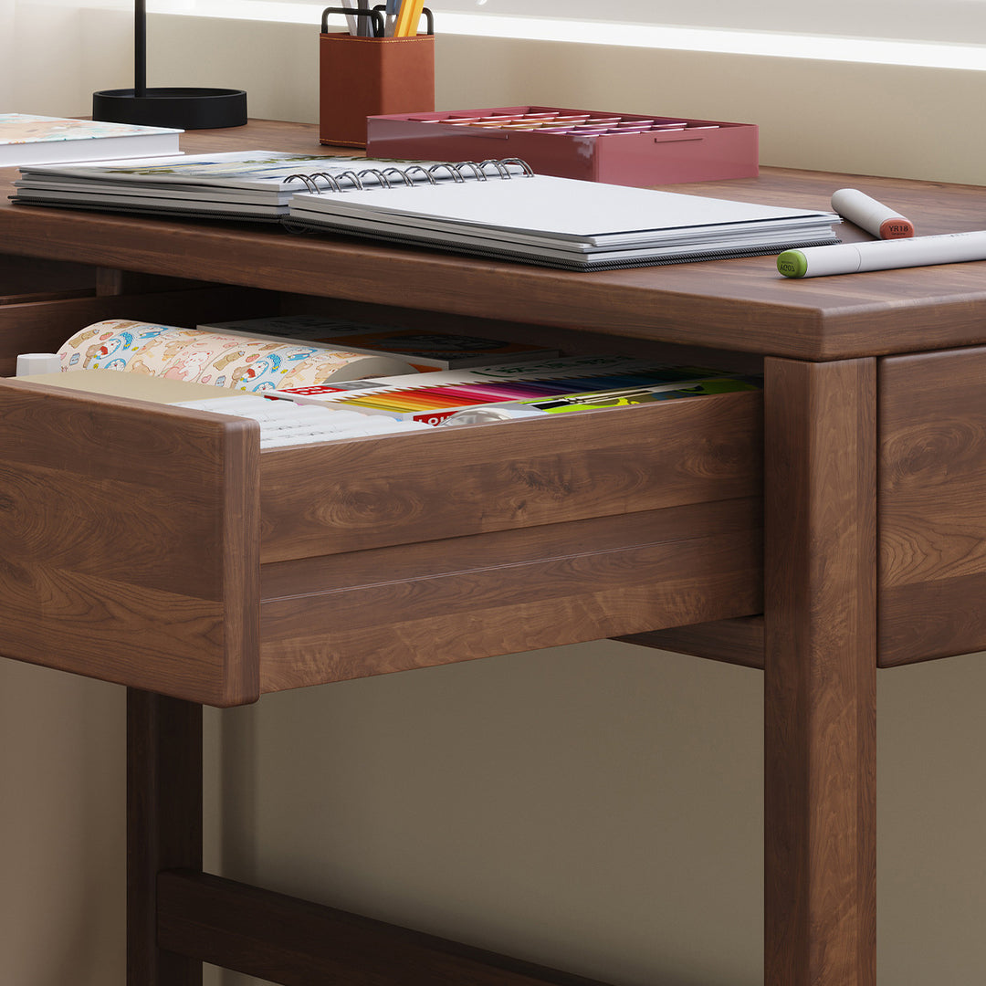 Moderne minimalistische rechteckige Schreibtische aus Gummibaumholz mit 1/2-Schublade für das Home Office 