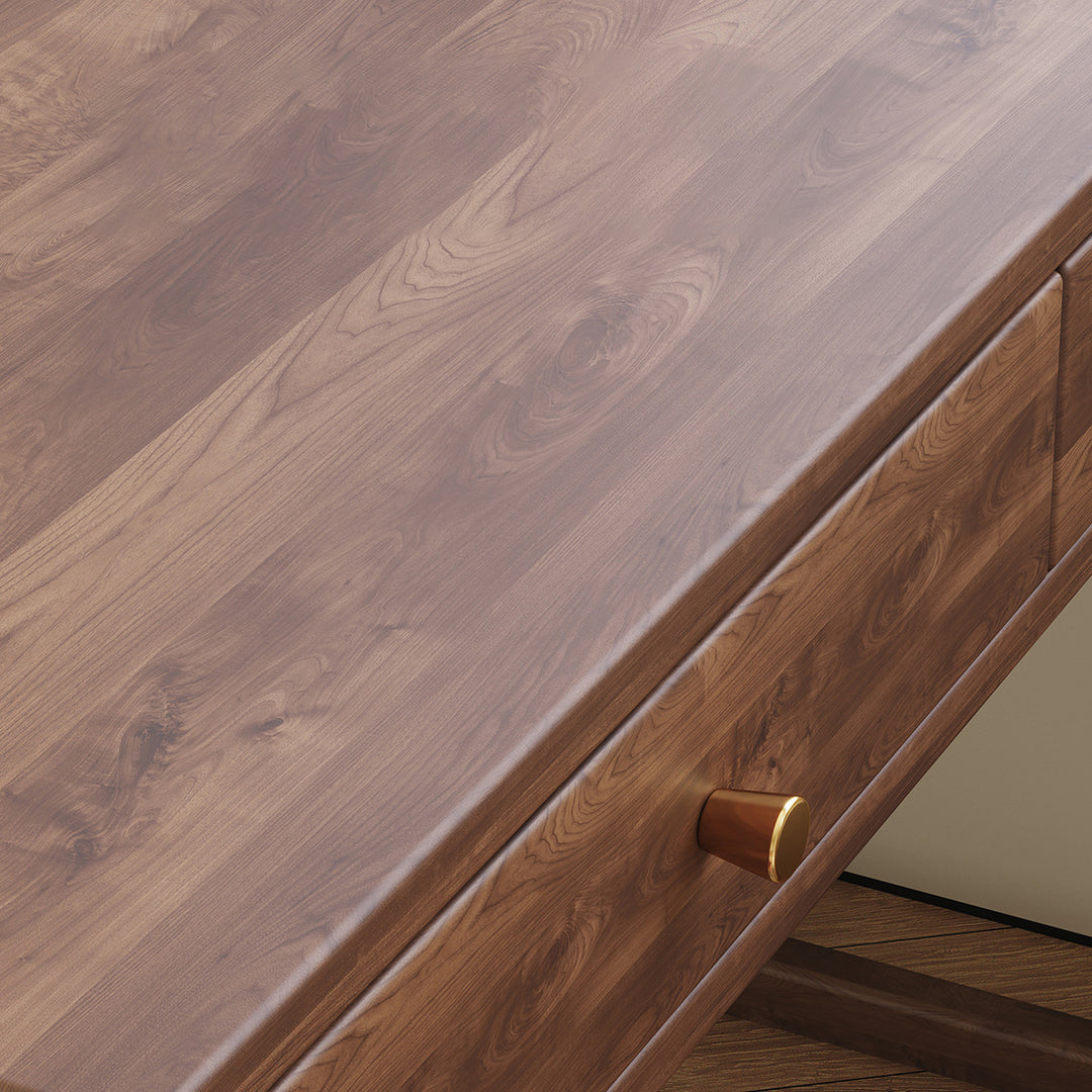 Moderne minimalistische rechteckige Schreibtische aus Gummibaumholz mit 1/2-Schublade für das Home Office 