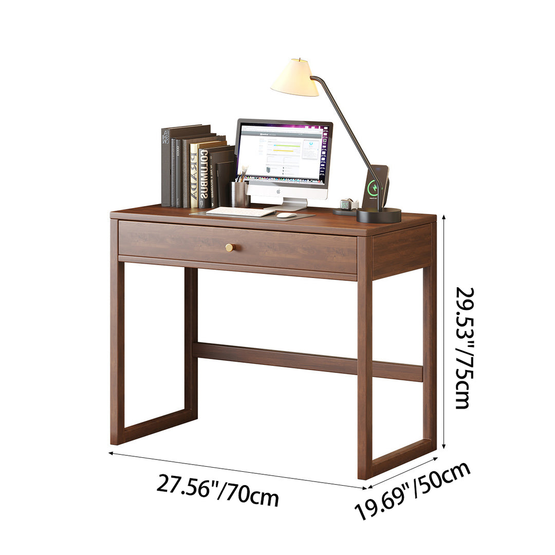 Moderne minimalistische rechteckige Schreibtische aus Gummibaumholz mit 1/2-Schublade für das Home Office 