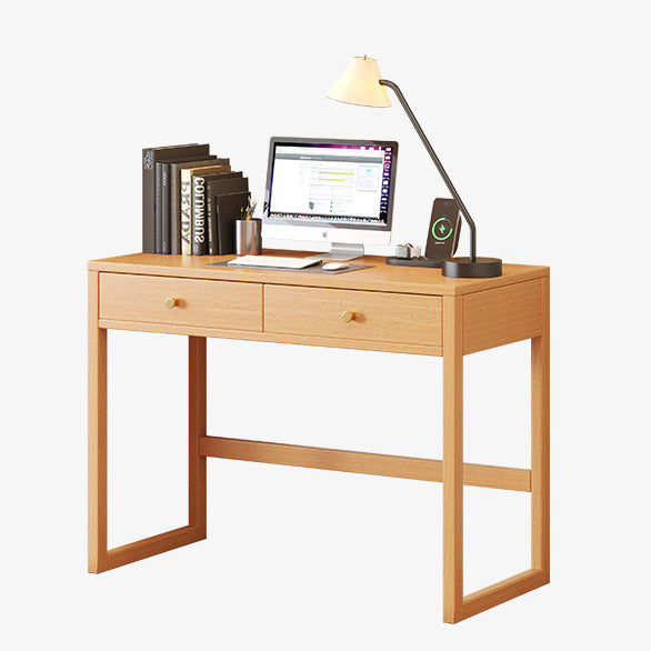 Moderne minimalistische rechteckige Schreibtische aus Gummibaumholz mit 1/2-Schublade für das Home Office 