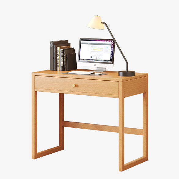 Moderne minimalistische rechteckige Schreibtische aus Gummibaumholz mit 1/2-Schublade für das Home Office 