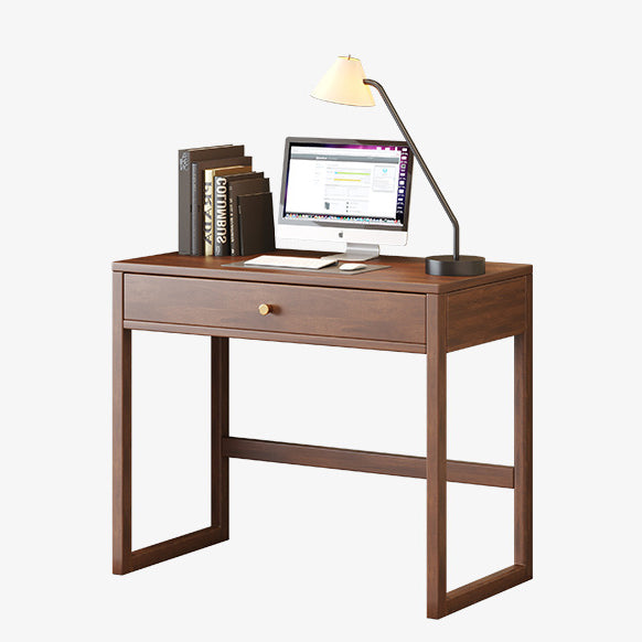 Moderne minimalistische rechteckige Schreibtische aus Gummibaumholz mit 1/2-Schublade für das Home Office 