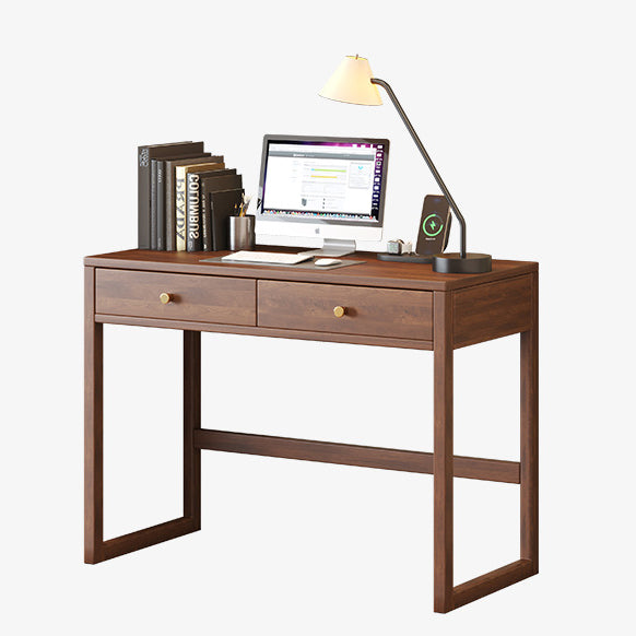 Moderne minimalistische rechteckige Schreibtische aus Gummibaumholz mit 1/2-Schublade für das Home Office 