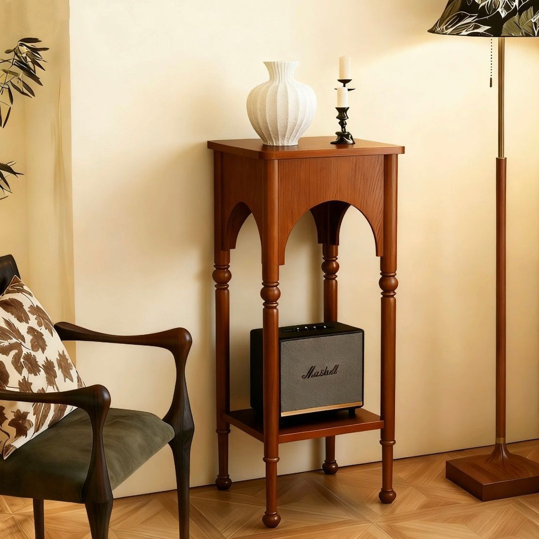 Zeitgenössischer Retro-Seiten­tisch aus Kiefernholz, rechteckig, 2-stufig, für das Wohnzimmer 