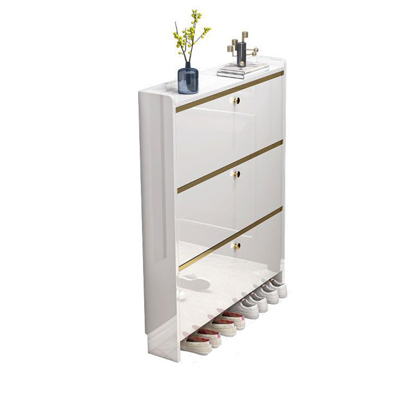 Zeitgenössischer luxuriöser rechteckiger 3-stufiger Schuhschrank aus MDF-Kunststoff für den Eingangsbereich 