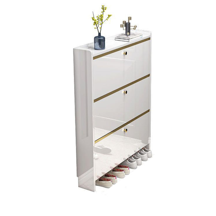 Zeitgenössischer luxuriöser rechteckiger 3-stufiger Schuhschrank aus MDF-Kunststoff für den Eingangsbereich 