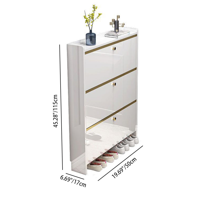 Zeitgenössischer luxuriöser rechteckiger 3-stufiger Schuhschrank aus MDF-Kunststoff für den Eingangsbereich 