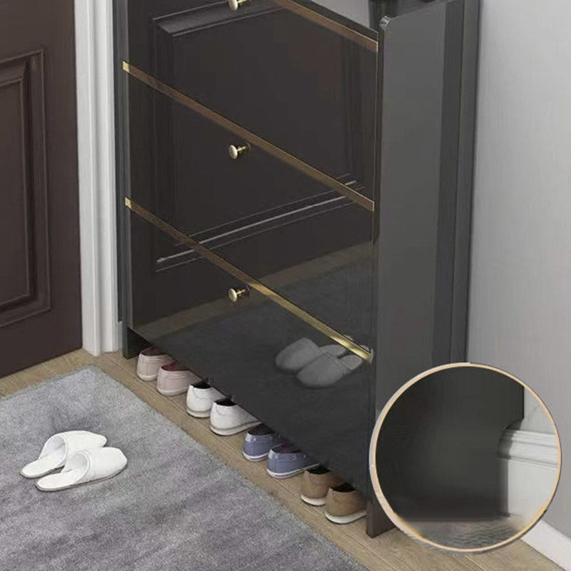Zeitgenössischer luxuriöser rechteckiger 3-stufiger Schuhschrank aus MDF-Kunststoff für den Eingangsbereich 